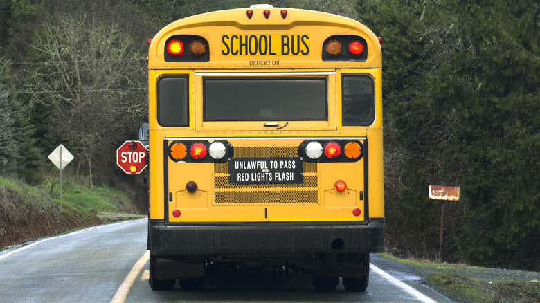 School bus with stop sign