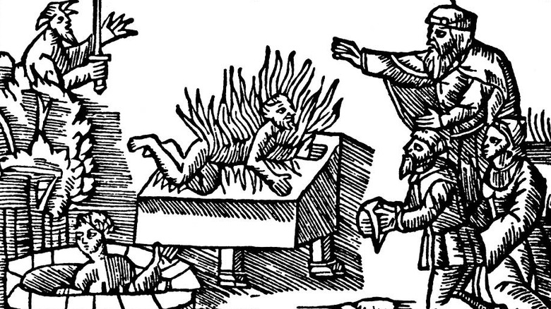 Middle ages Illustration of human sacrifice burning 