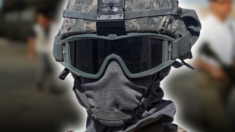 Special forces member wearing mask