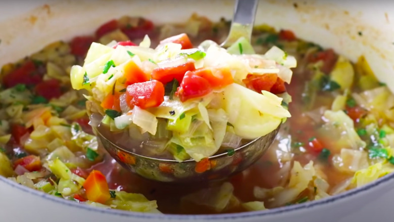 Cabbage soup in pot