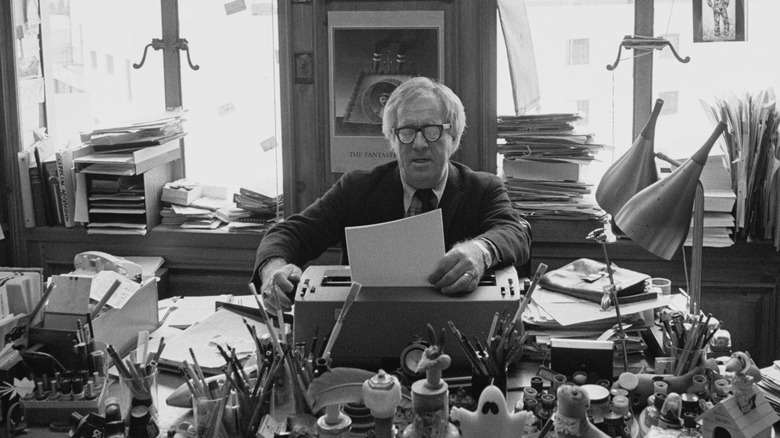 Author Ray Bradbury at work