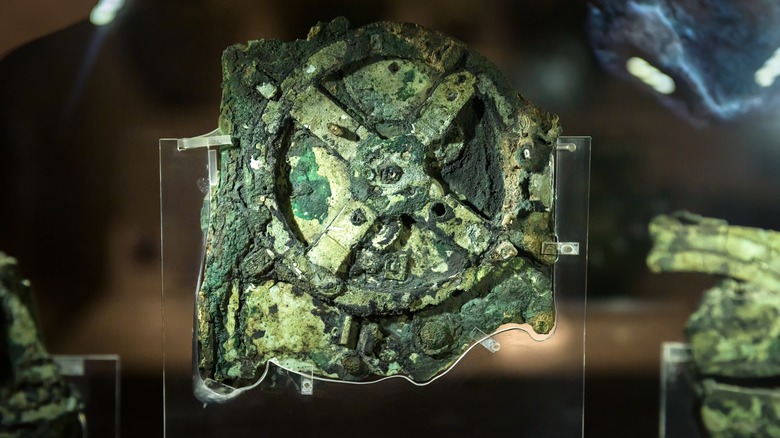 Antikythera mechanism on display in museum