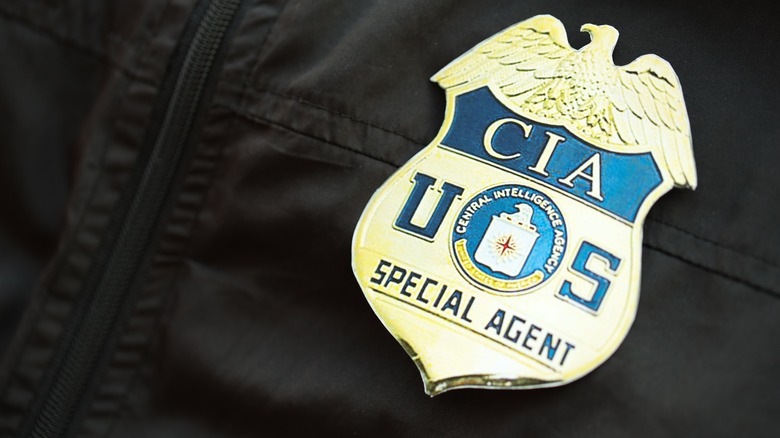 CIA badge on black jacket