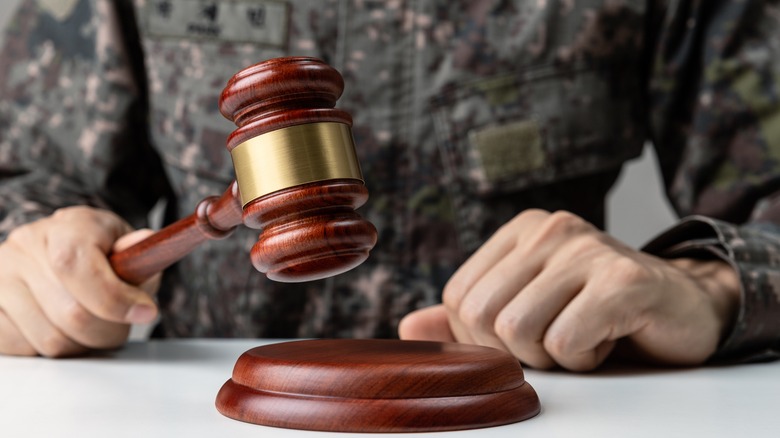 soldier holding gavel