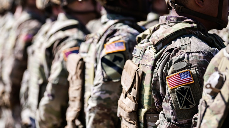 soldiers standing at attention