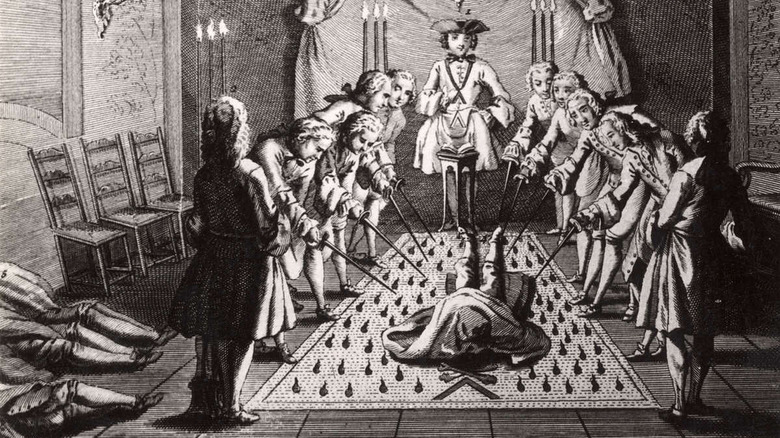 etching of 18th century french masonic initiation