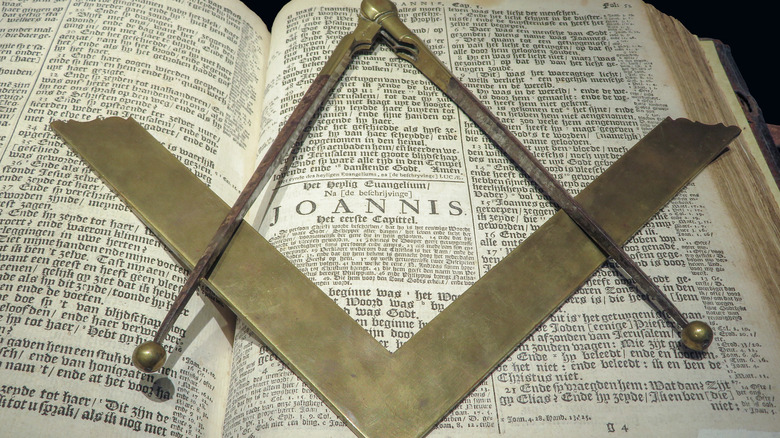 masonic symbols with open bible