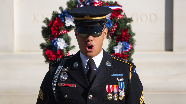 Guard standing in front of the Tomb