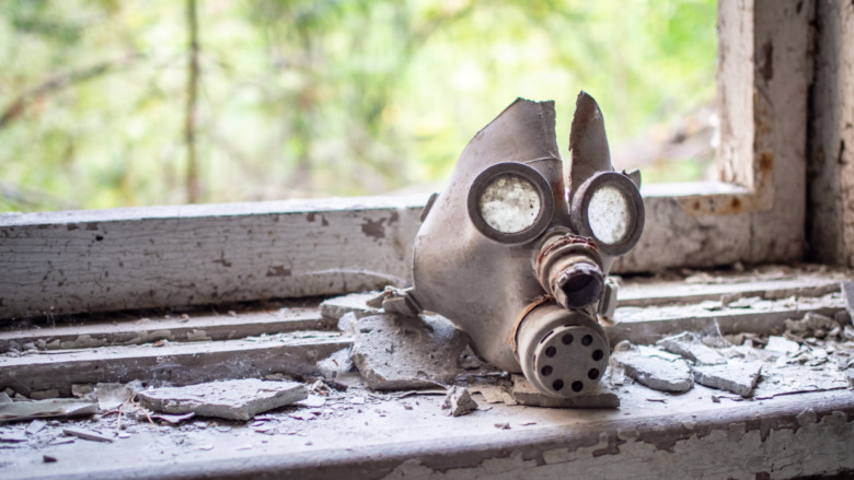 Child's gas mask, Chernobyl-area school