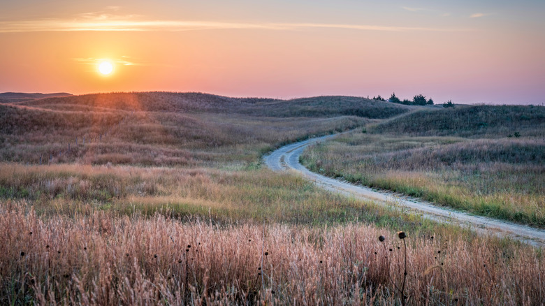 The sun rises over the ocean-free plains of Nebraska