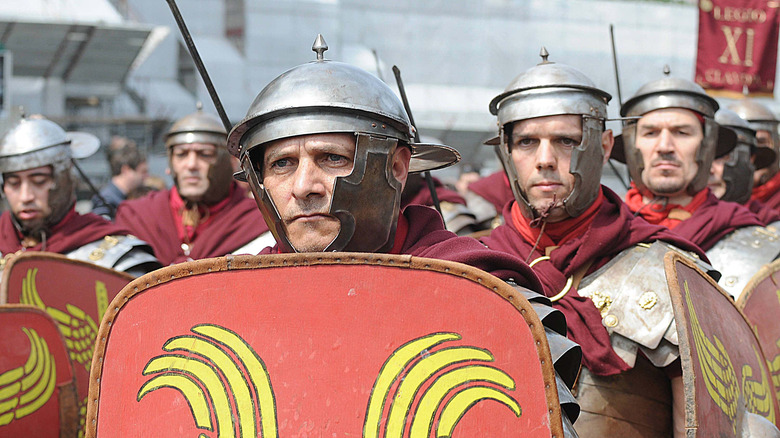 Historical reenactors as Roman legionaries