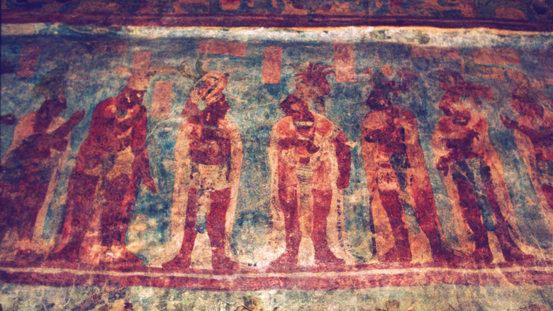 mural of maya scene