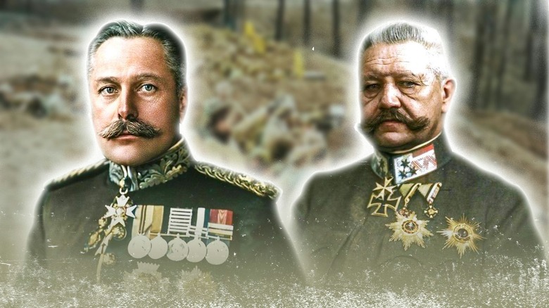 Side by side photos of Douglas Haig and Paul von Hindenburg in uniform