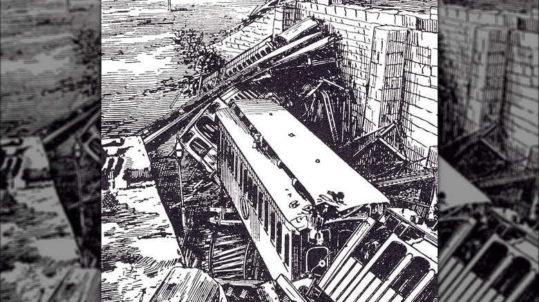 Bussey Bridge disaster drawing of collapsed bridge