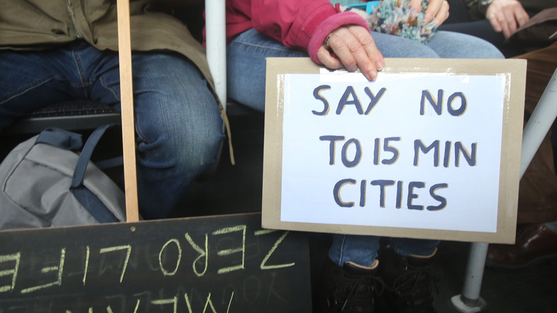 Anti 15-minute city protestor