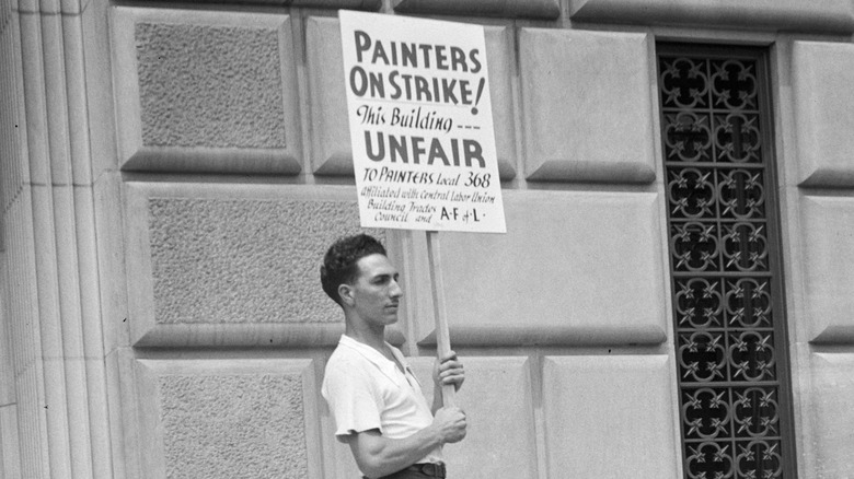 A striking member of the painters' union 