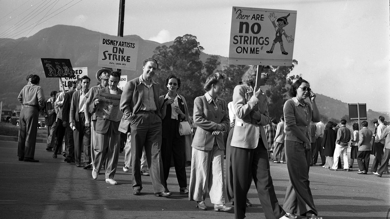 Disney animators on strike picket line