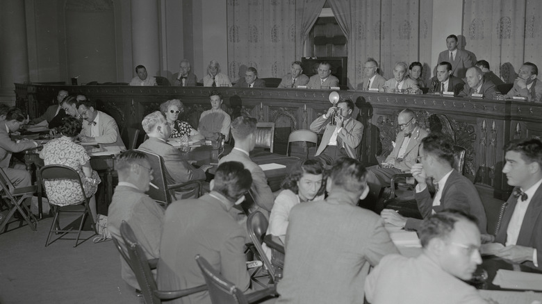 HUAC hearing in session