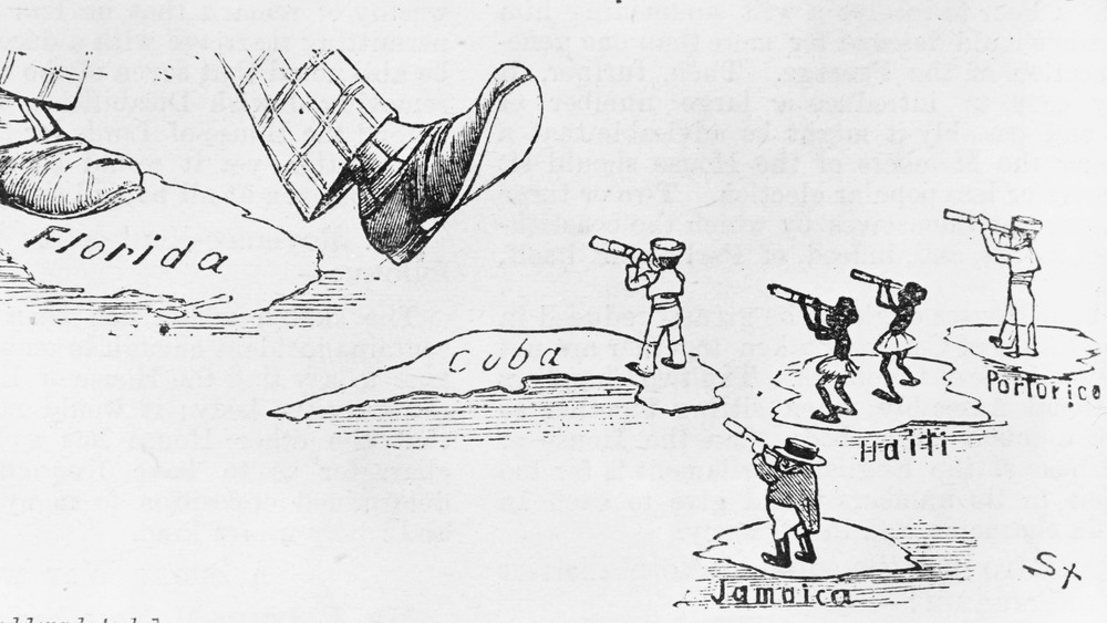 Cartoon American intents on Caribbean 