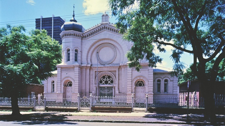 The Old Synagogue, Pretoria, sunlit green trees