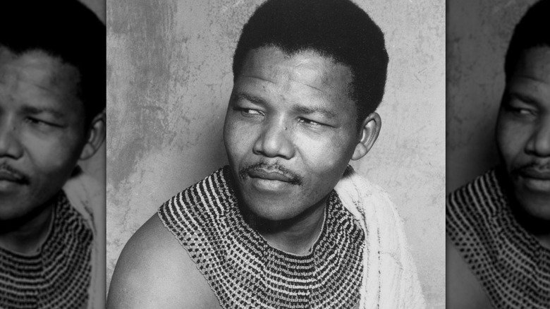 Nelson Mandela portrait traditional dress