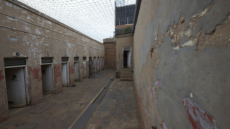 Weathered prison holding cells