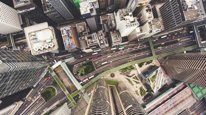 Top-down city view