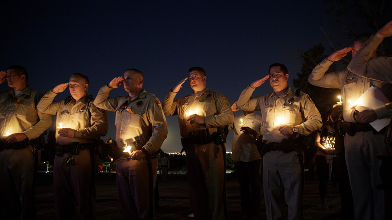 las vegas police officers saluting