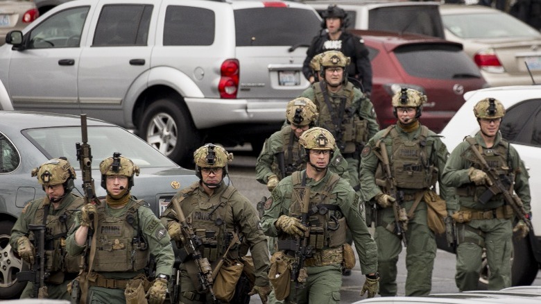 SWAT officers walking