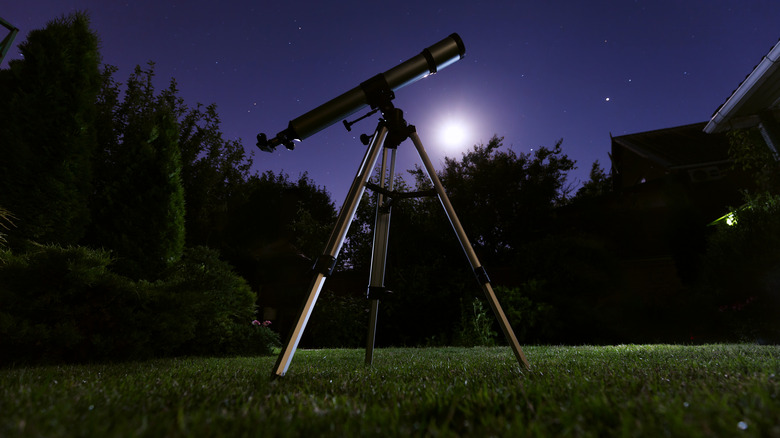 a telescope in a back yard