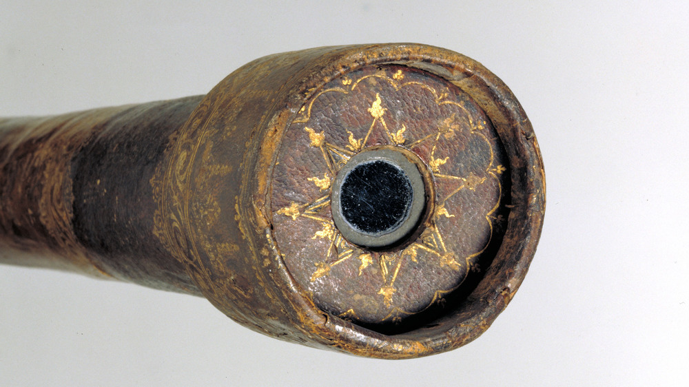 close-up of telescope made by Galileo Galilei  