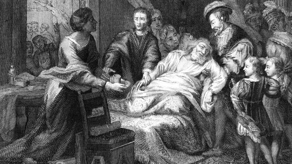 Print of Leonardo da Vinci on his deathbed