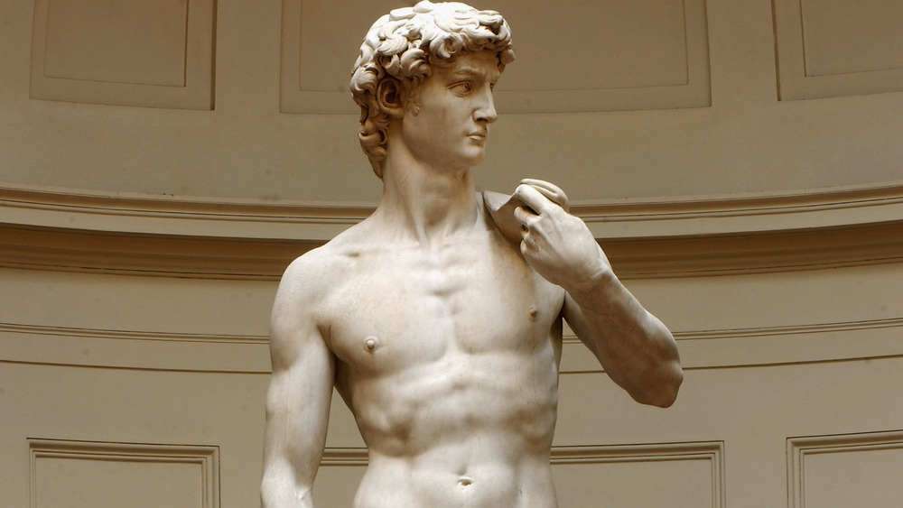 Michelangelo's David standing in museum