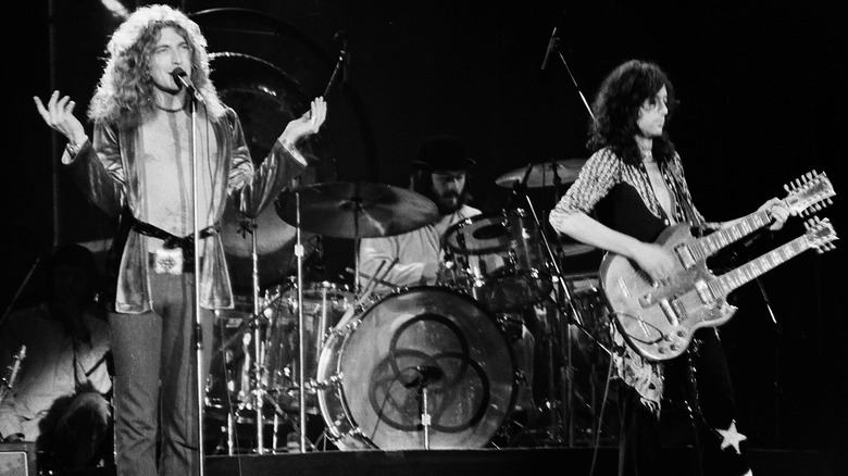 Robert Plant and Jimmy Page performing