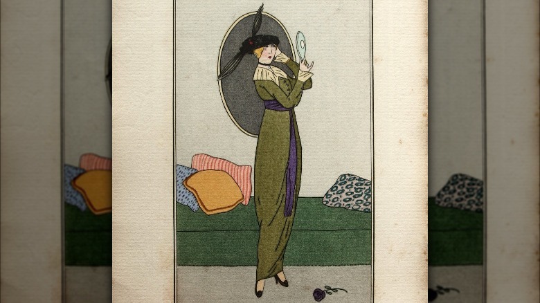 Illustration of woman in hobble skirt