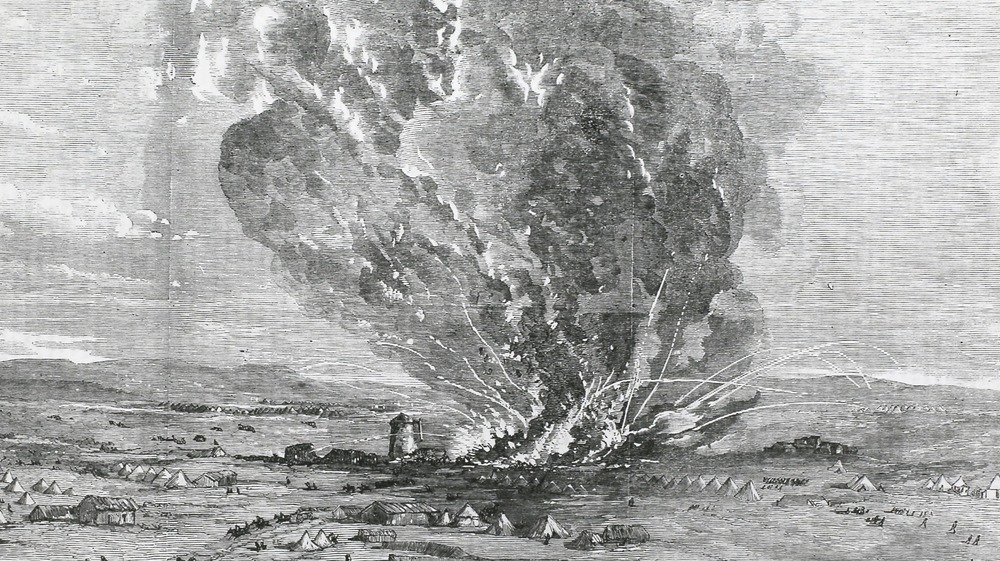 Old-timey train explosion