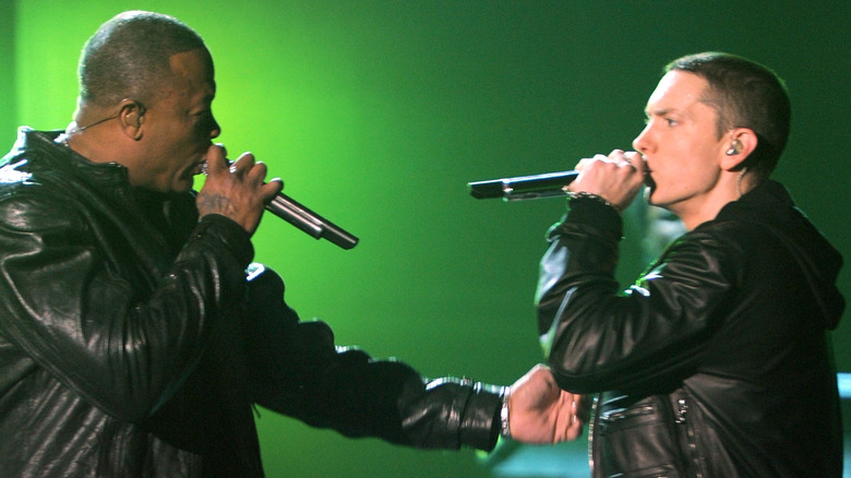 Eminem and Dr. Dre rapping