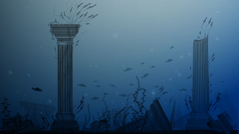 underwater city ancient ruins fish