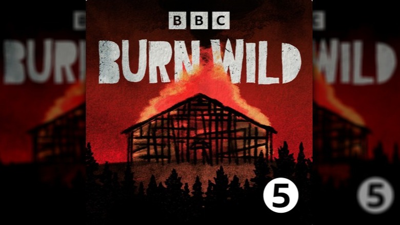 Burn Wild podcast cover burning house on hill illustration