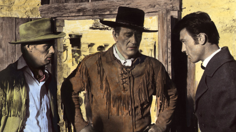 Richard Widmark, John Wayne, and Laurence Harvey in "The Alamo"