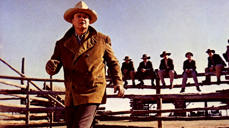 John Wayne and his teen co-stars in "The Cowboys"