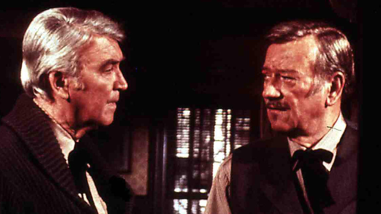 Jimmy Stewart and John Wayne in "The Shootist"