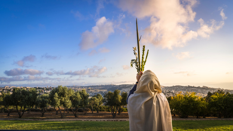 Jewish man praying toward Jerusalem