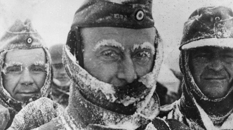 German troops encrusted with snow