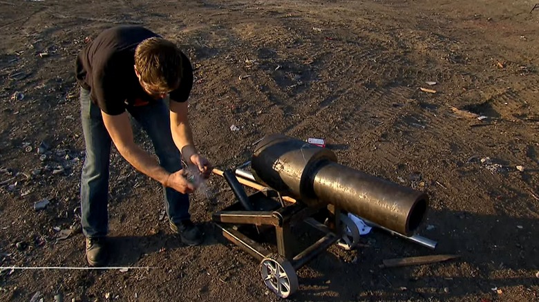 Tory Belleci lights a cannon