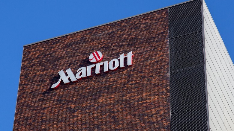 Marriott logo on building