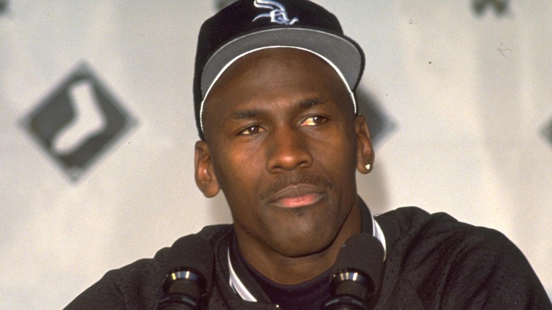 Michael Jordan at a baseball press conference in 1994