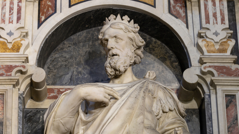 Marble statue of king David in the church Chiesa di San Ferdinando