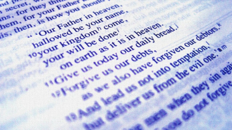 Closeup image of Lord's Prayer text