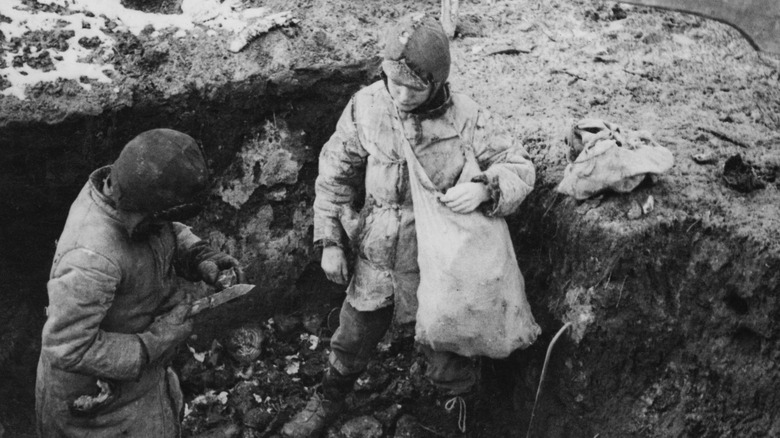 Ukrainian boys recover potato stash during Holodomor